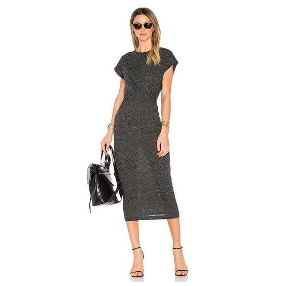 IRO Pacson Dress Heathered Dark Grey Size Medium Front Twist Jersey Net-a-Porter - Picture 1 of 8